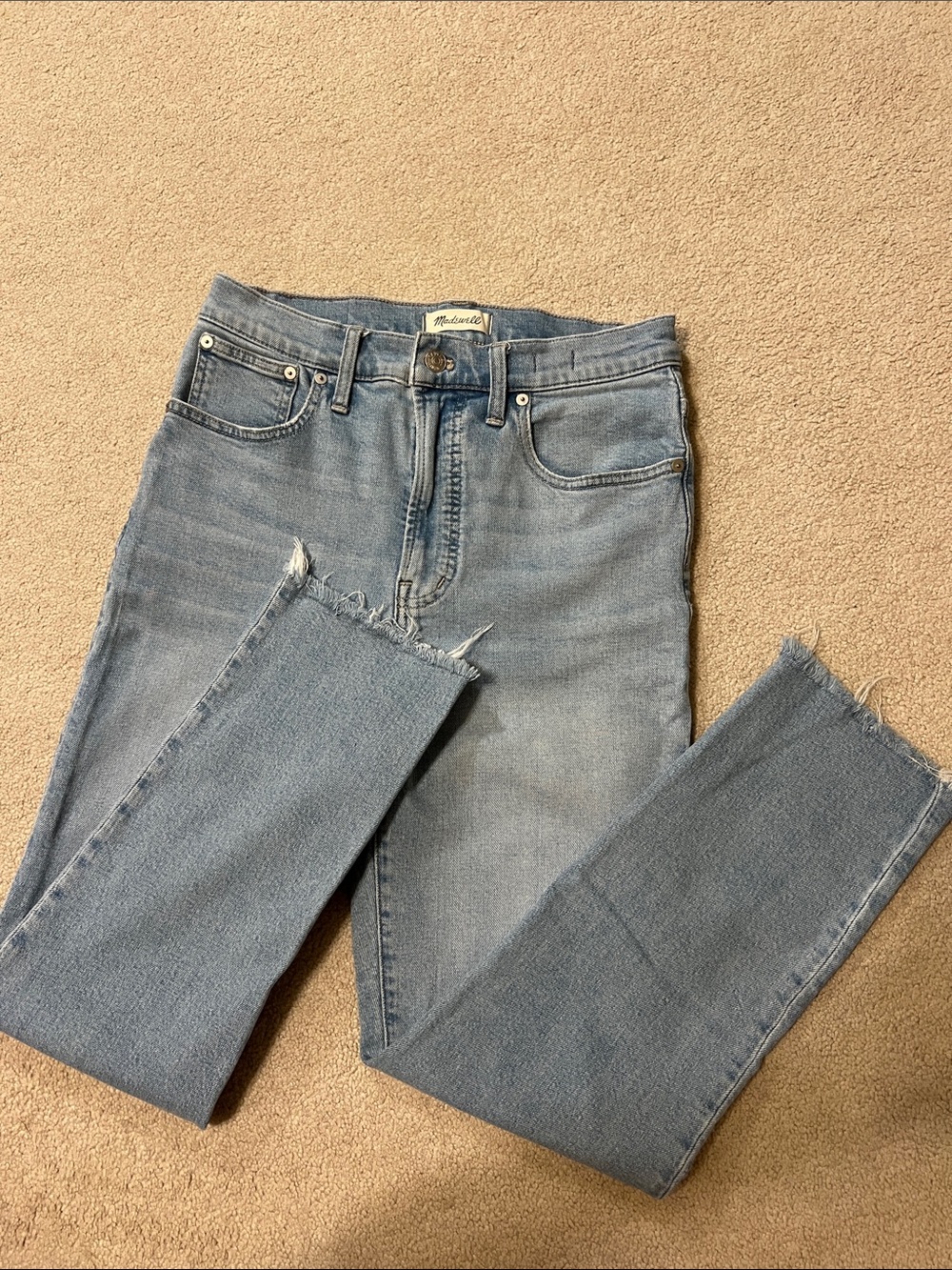 Madewell “The Perfect Vintage Jean” Faded Light-Blue High-Rise Straight Jeans